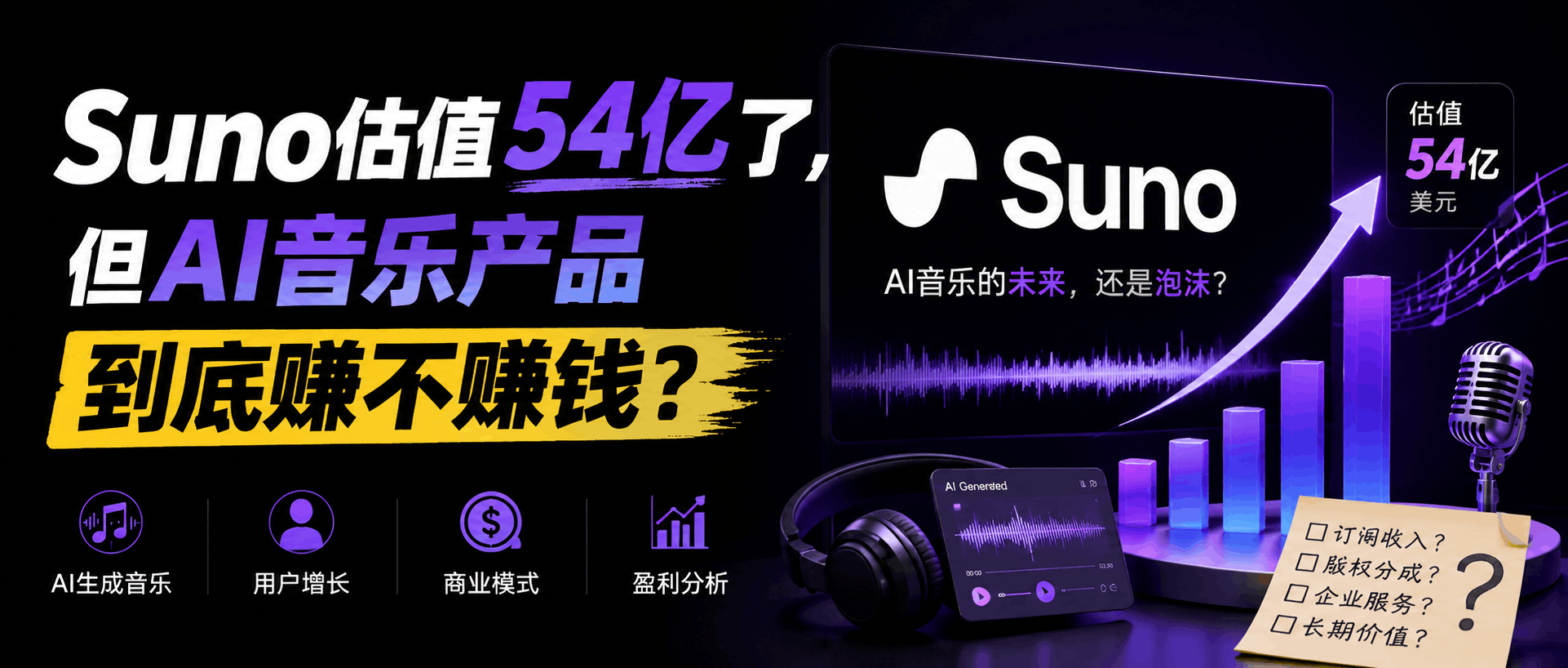 Suno估值54亿了，但AI音乐产品到底赚不赚钱？